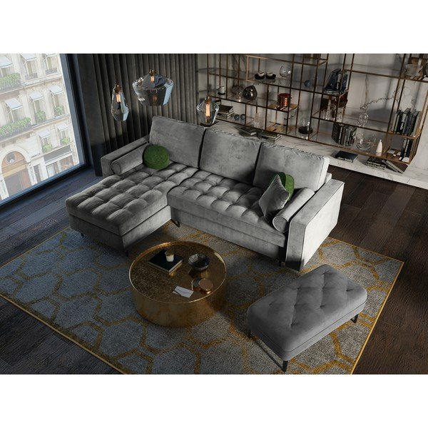 Helehall sametist nurgadiivan, vasakpoolne nurgas Santo - Milo Casa-image-1