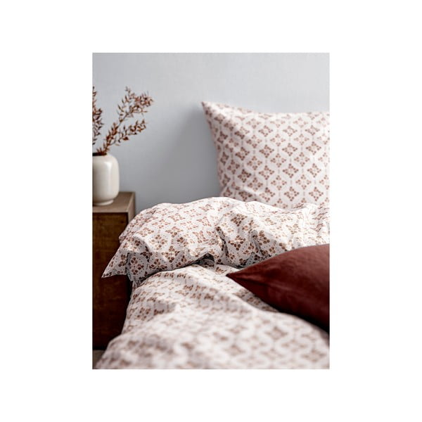 Valge-pruun puuvillane voodipesu üheinimesevoodile 140x200 cm Heirloom - Södahl-image-1