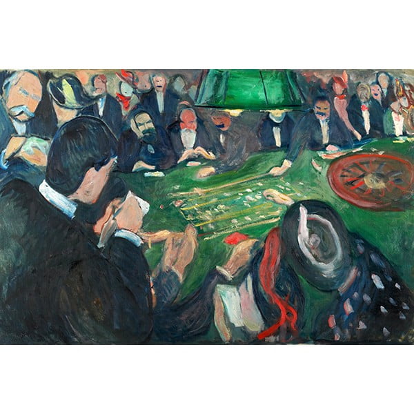 Maali Edvard Munch - Monte Carlo ruletilauas reprodutseerimine, 40 x 26 cm. Edward Munch - At the Roulette Table in Monte Carlo - Fedkolor