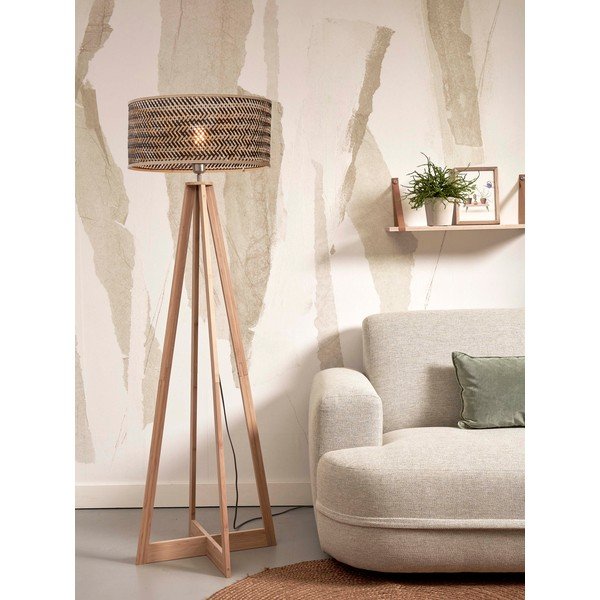 Must-puiduvärvi bambusest varjuga põrandalamp (kõrgus 145 cm) Java - Good&Mojo-image-3