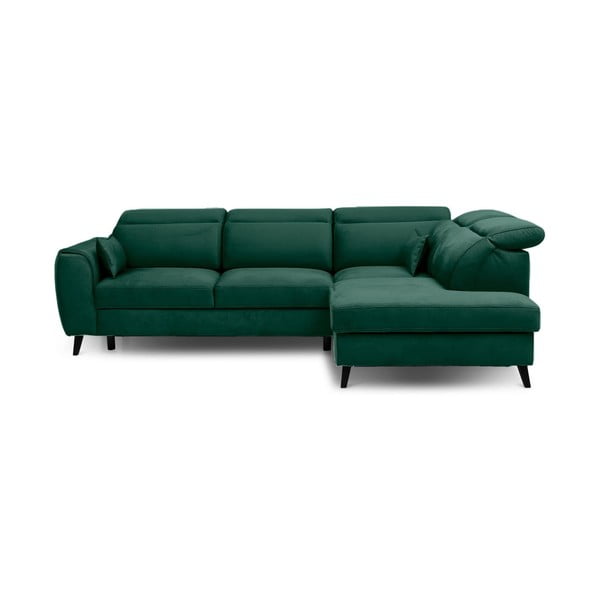 Roheline sametist lahtikäiv/sahtliga nurgadiivan (parem nurk/L-kujuline) Noble – ELTAP