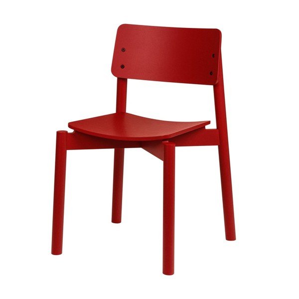 Punane virnastatav söögitool pöögist dekooriga Wem - noo.ma