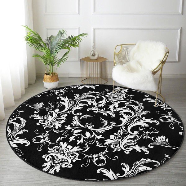 Must-valge pestav ümmargune vaip, sobitub robottolmuimejaga ø 80 cm Comfort - Mila Home-image-4