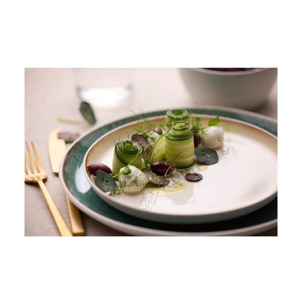 Valge/roheline kivikeraamikast taldrik ø 27 cm White/Green - Bitz-image-3