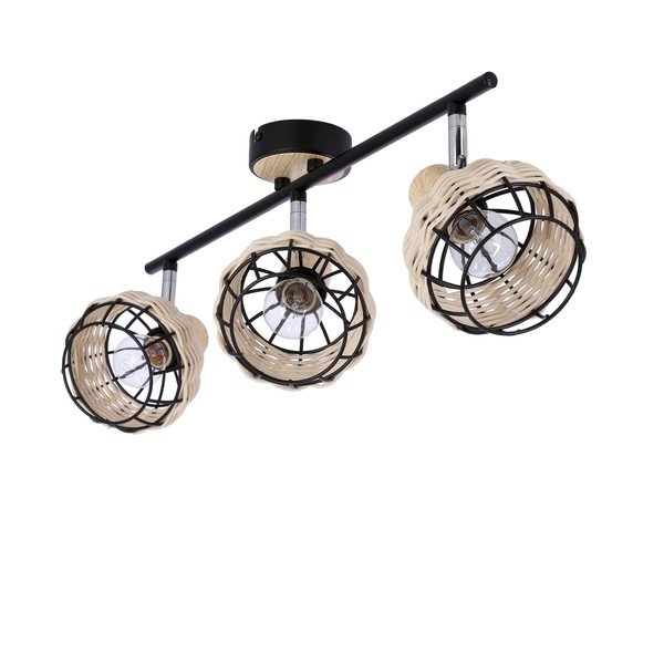 Must-kreem laevalgusti metallist ja rotangist varjuga ø 12 cm Tajga - Candellux Lighting-image-2