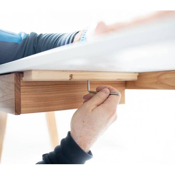 Valge laud saarepuidust alusega , pikkus 85 cm Luka - Ragaba-image-4