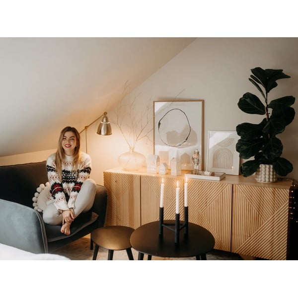 Must alumiiniumist küünlajalg, kõrgus 20 cm Deeb - Bloomingville-image-3