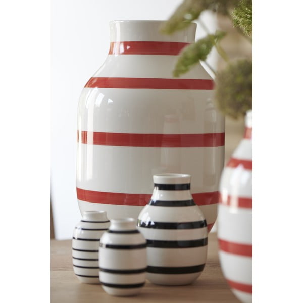 Valge ja punane triibuline keraamiline vaas , kõrgus 31 cm Omaggio - Kähler Design-image-2