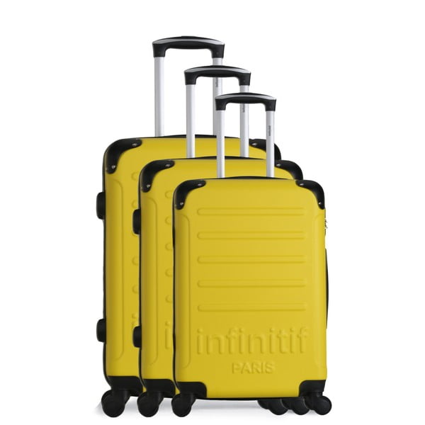 Sada 3 žlutých cestovních kufrů na kolečkách Infinitif Horten-A