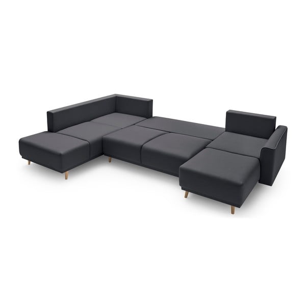 Tmavě šedá rozkládací pohovka do "U" Bobochic Paris Panoramique XXL Mola, pravý roh-image-4