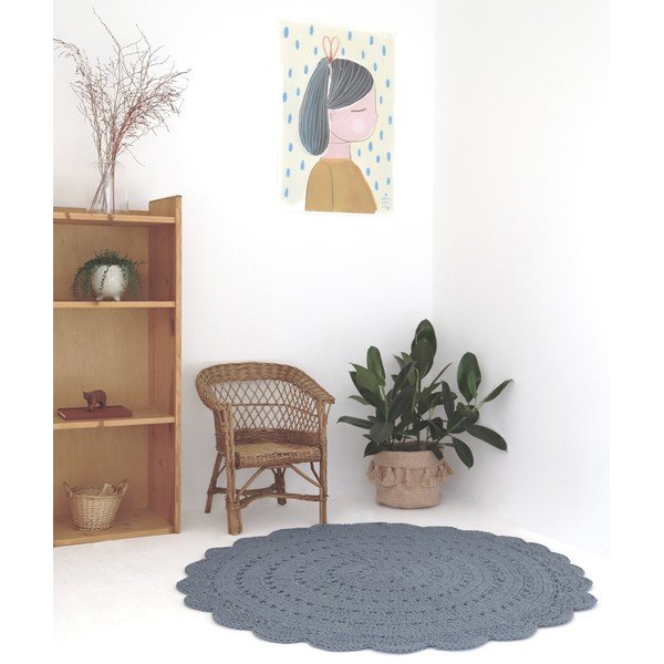 Hall käsitsi kootud puuvillane vaip , ø 120 cm Alma - Nattiot-image-1