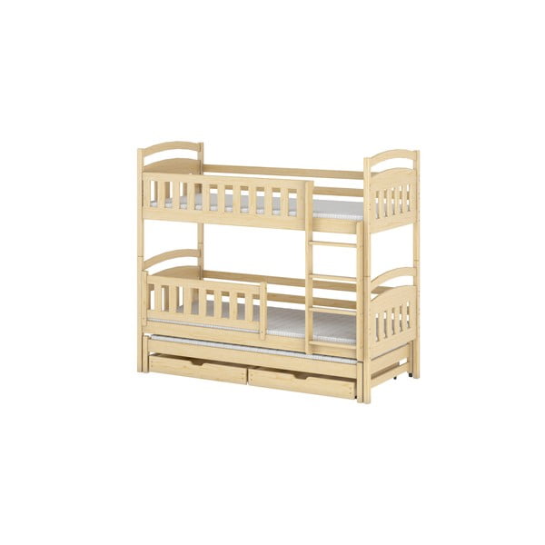 Patrová dětská postel z borovicového dřeva s úložným prostorem a výsuvným lůžkem 90x200 cm Blanka - Lano Meble