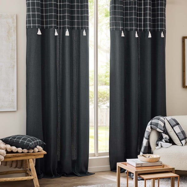 Tumehall puuvillaseguga kardin 140x240 cm Everest - douceur d'intérieur-image-3