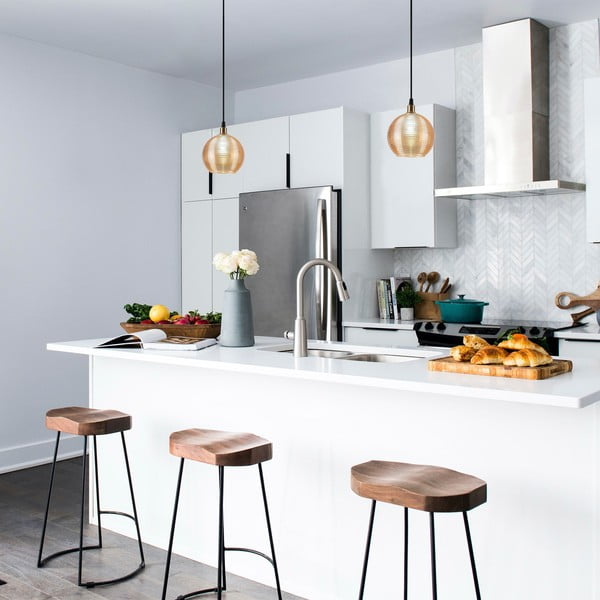 Ookerkollane-kuldne rippvalgusti klaasist varjuga ø 15 cm Muzo - Opviq lights-image-1