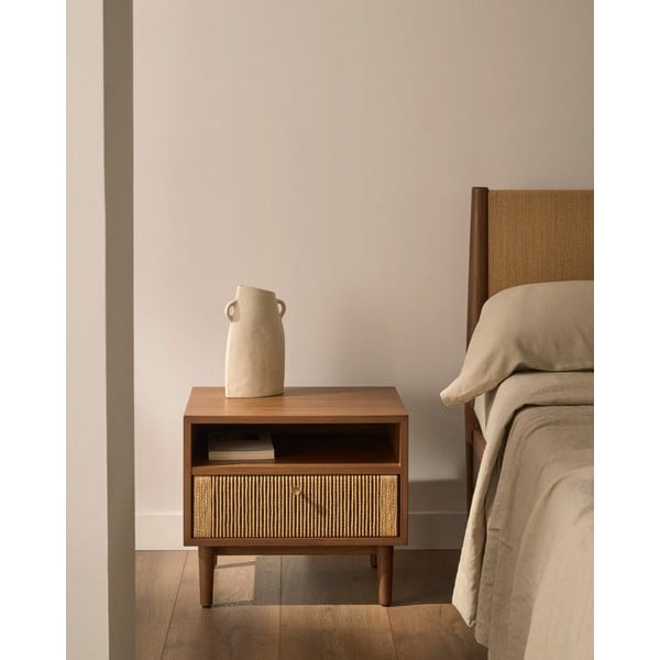 Pruun pähklipuidust öökapp Elan - Kave Home-image-1
