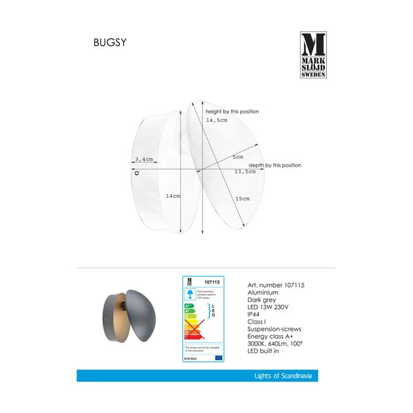 Tumehall seinalamp Bugsy - Markslöjd-image-1