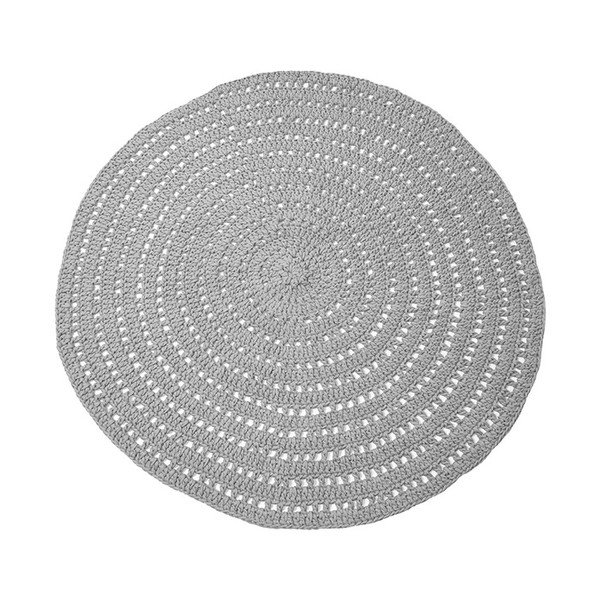 Šedý kruhový bavlněný koberec LABEL51 Knitted, ⌀ 150 cm