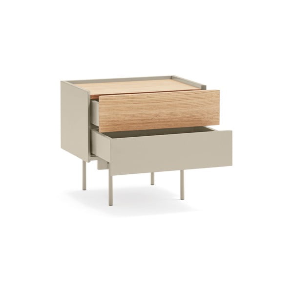 Beež/puiduvärvi tammedekooriga öökapp Otto - Teulat-image-2