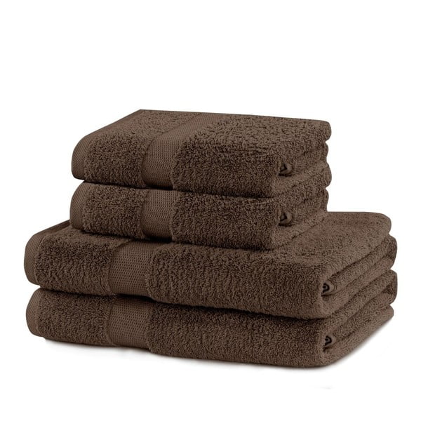 Pruunid puuvillased froteerätikud ja käterätikud 4tk komplektis Marina - DecoKing