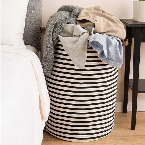 Černo-bílý pruhovaný koš na prádlo Premier Housewares Stripe, 69 l-image-2