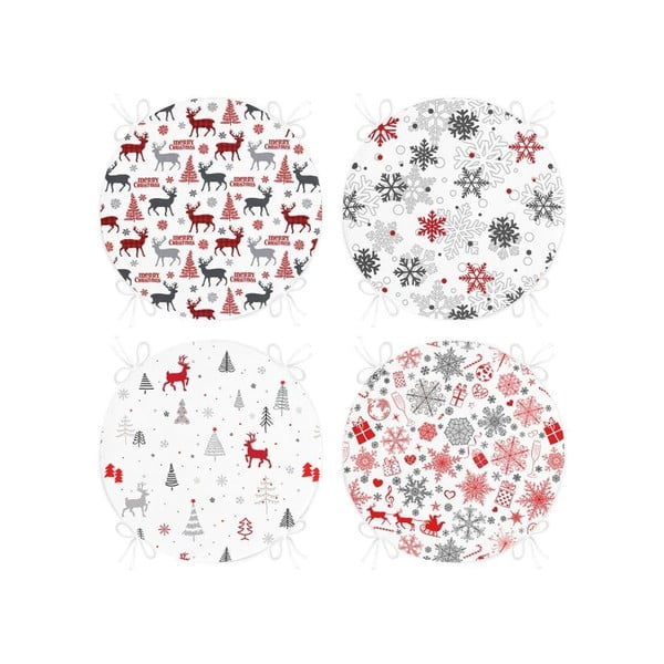 Jõulumotiiviga istmepadjad 4tk komplektis, ø 40 cm Snowflakes - Mila Home