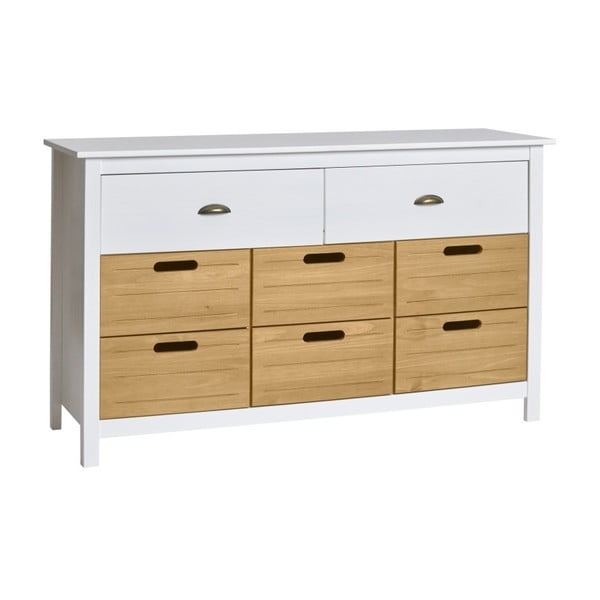 Bílá komoda z masivního borovicového dřeva s 8 zásuvkami Marckeric Ibiza-image-1