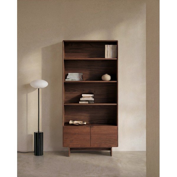 Tumeda naturaalse pähklipuust riiul 90x190x35 cm Norlen - Kave Home-image-1