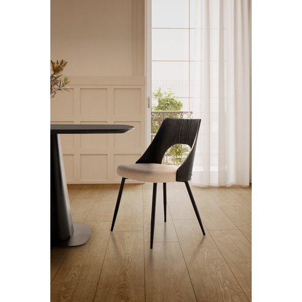 Mustad-kreemjad polsterdatud söögitoolid, 2 tk komplektis Gilda - MOME-image-1