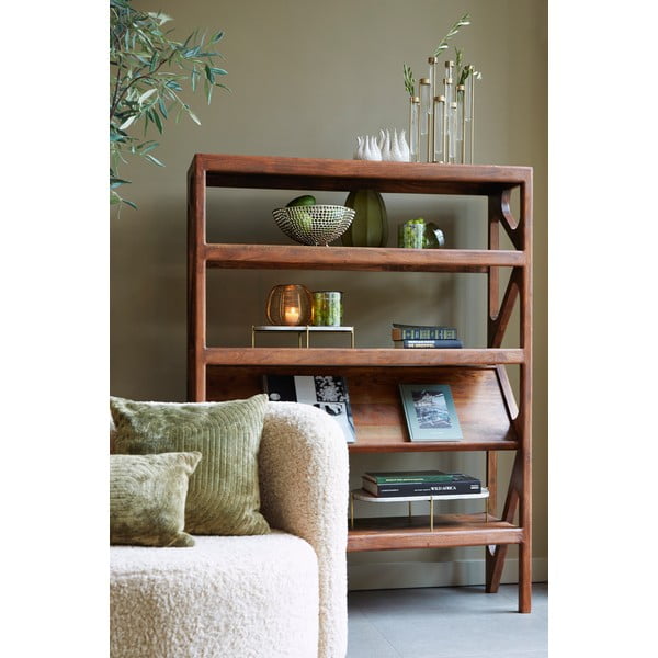 Pruun akaatsia täispuidust raamaturiiul 120x160 cm Yuki - Light & Living-image-2