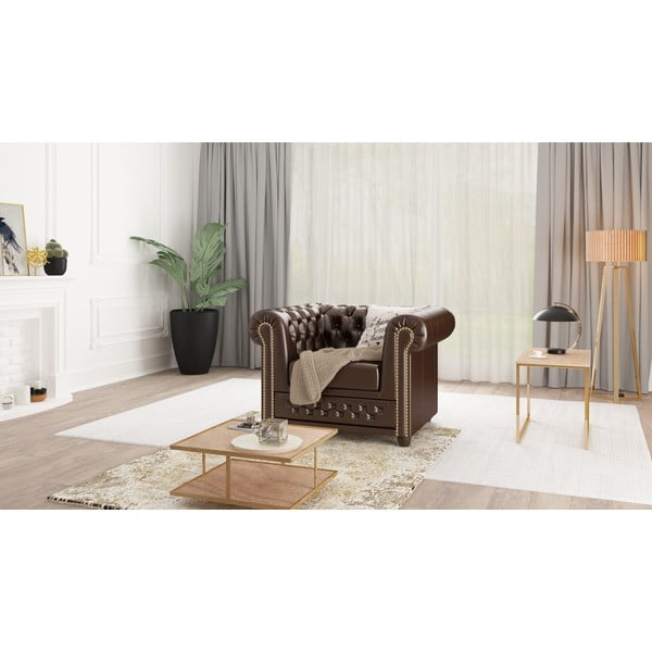 Tumepruun kunstnahast tugitool York - Ropez-image-1