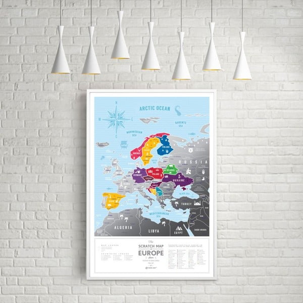 Stírací mapa Evropy Scratch Map of the Europe Silver