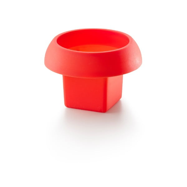 Červená hranatá silikonová formička na vaření vajec v mikrovlnce Lékué Ovo, ⌀ 10 cm-image-1