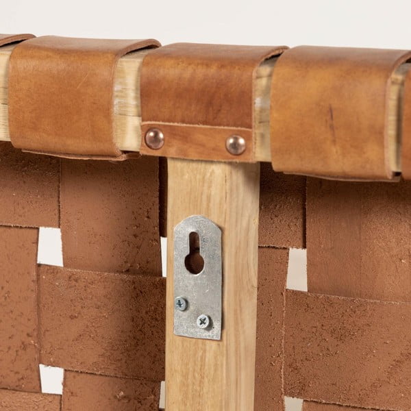 Teakpuust ja nahast pealaud, 153 x 110 cm Calixta - Kave Home-image-3