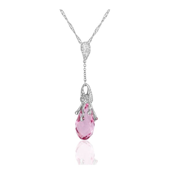 Náhrdelník s růžovými krystaly Swarovski Elements Crystals Drop