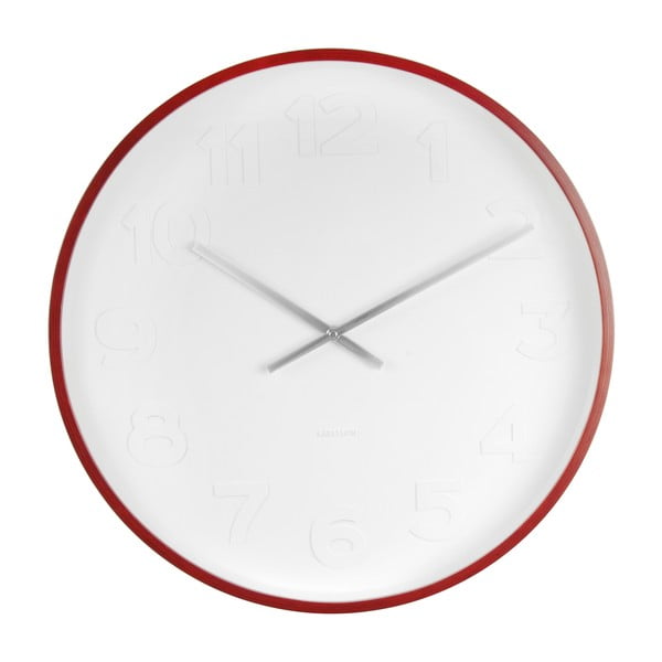 Červeno-bílé nástěnné hodiny Karlsson Mr Woody Numbers, ⌀ 51 cm
