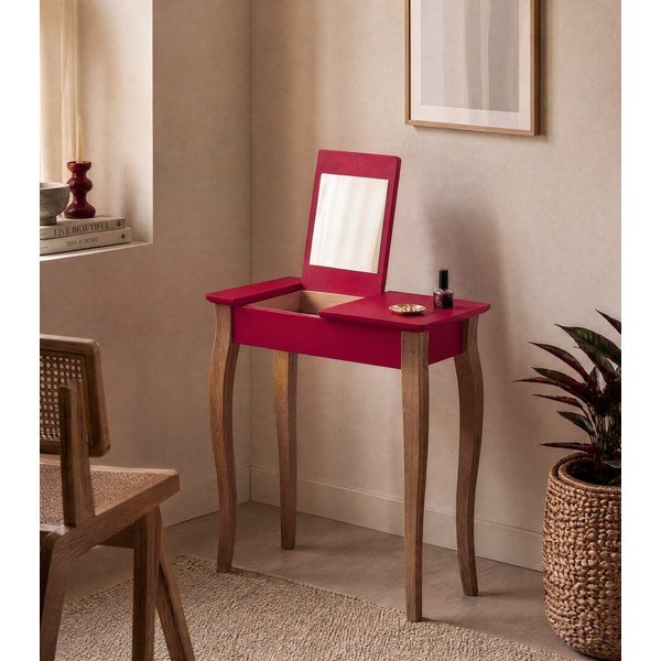 Punane seemislaud koos peegliga , laius 65 cm Lillo - Ragaba-image-1