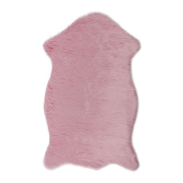 Růžový koberec z umělé kožešiny Dione, 100 x 75 cm