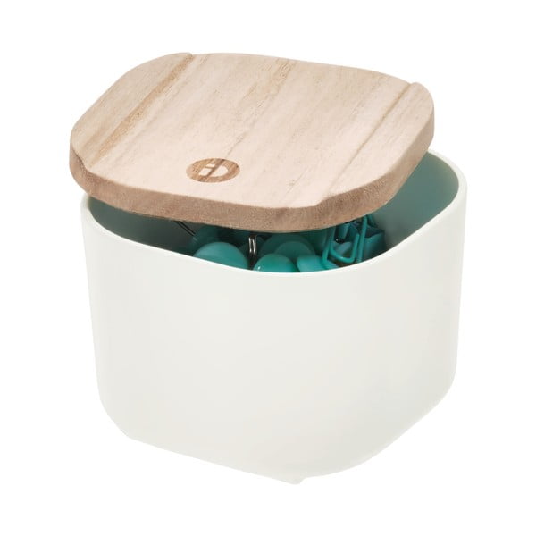 Valge Paulownia puidust kaanega hoiukarp, 9 x 9 cm. Eco - iDesign-image-1