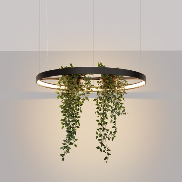 Must alumiiniumist LED-rippvalgusti ø 78 cm RIO - Thoro-image-1