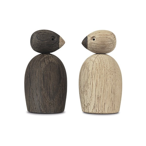 Komplekt 2 täispuidust tammepuust kujukest. Pair of Sparrows - Kay Bojesen Denmark-image-3