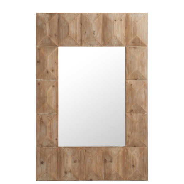 Zrcadlo s rámem z jedlového dřeva J-Line Naturo, 90 x 135 cm