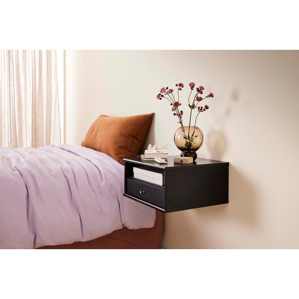 Must rippuv riiulitega öökapp Mistral - Hammel Furniture-image-1