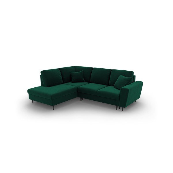 Roheline sametist panipaigaga nurgadiivanvoodi (vasak nurk/"L"-kujuline) Kyoto - Cosmopolitan Design-image-1