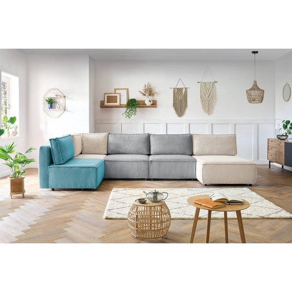 Velvetist U-kujuline nurgadiivan, muutuv  Nihad modular - Bobochic Paris-image-1