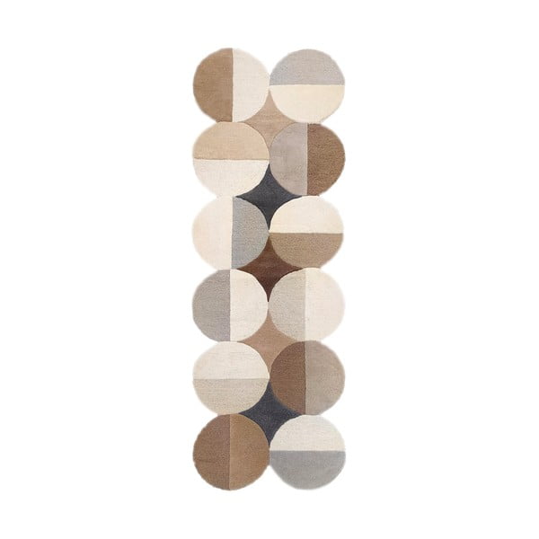 Hallikasbeež käsitsi kootud villane vaip 80x230 cm Mia Ellipse - Flair Rugs