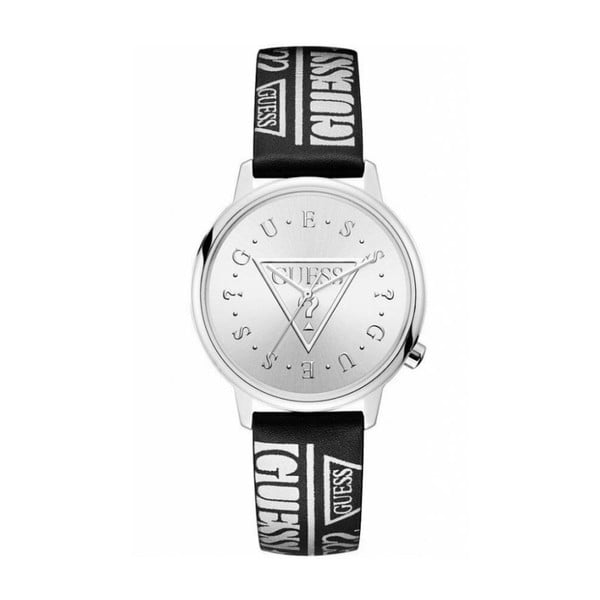 Dámské hodinky s černým páskem z pravé kůže Guess V1008M1