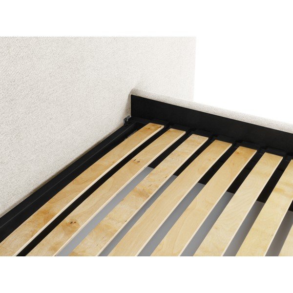 Kreem polsterdusega kaheinimesevoodi koos panipaiga ja voodipõhjaga 160x200 cm Walter - Milo Casa-image-4