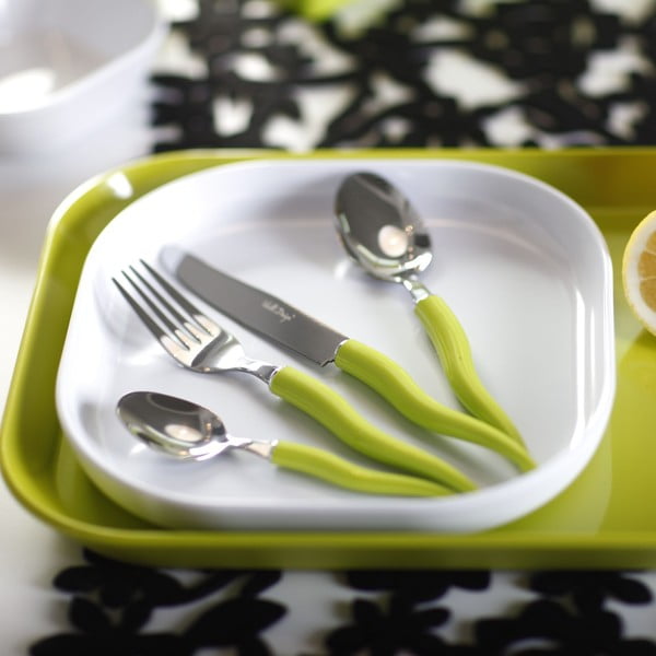 Sada příboru Mio Tullio 5 ks, zelená/bílá-image-2