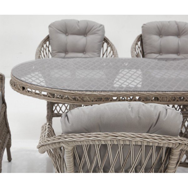 Helehall kunstlikust rotangist aiamööbli komplekt 6-le Nova - Floriane Garden-image-3