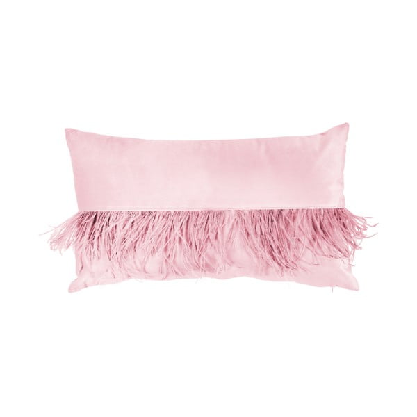 Růžový polštář s pírky Miss Étoile Feathers, 50 x 30 cm